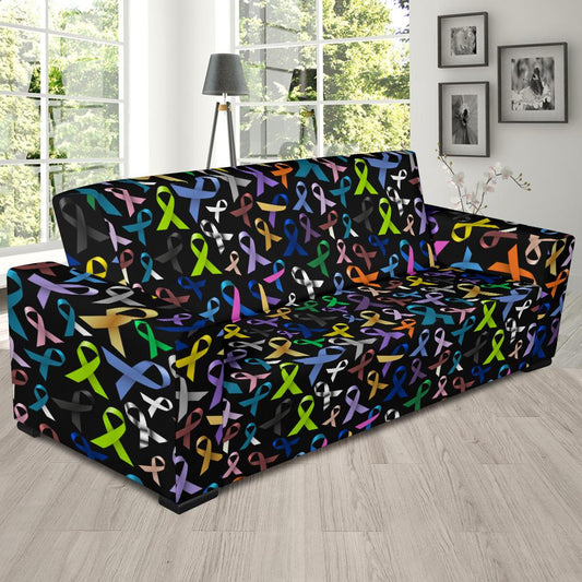 Breast Cancer Awareness Colorful Print Sofa Slipcover-JTAMIGO.COM