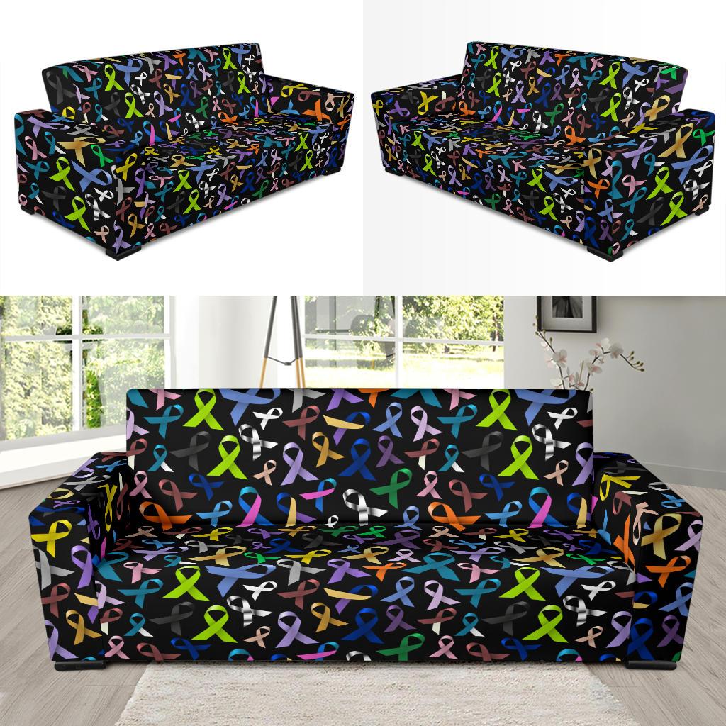 Breast Cancer Awareness Colorful Print Sofa Slipcover-JTAMIGO.COM