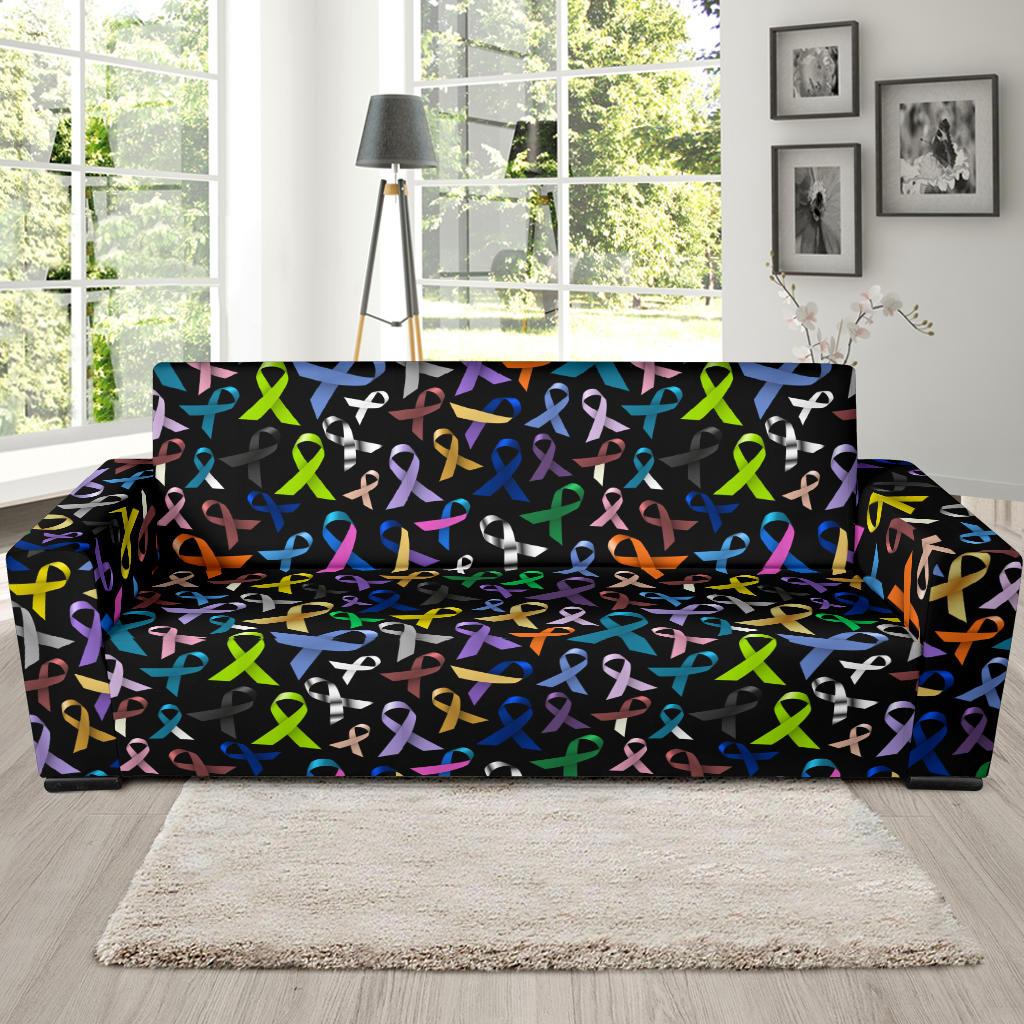 Breast Cancer Awareness Colorful Print Sofa Slipcover-JTAMIGO.COM