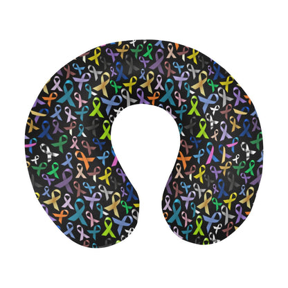 Breast Cancer Awareness Colorful Print U-Shaped Travel Neck Pillow-JTAMIGO.COM