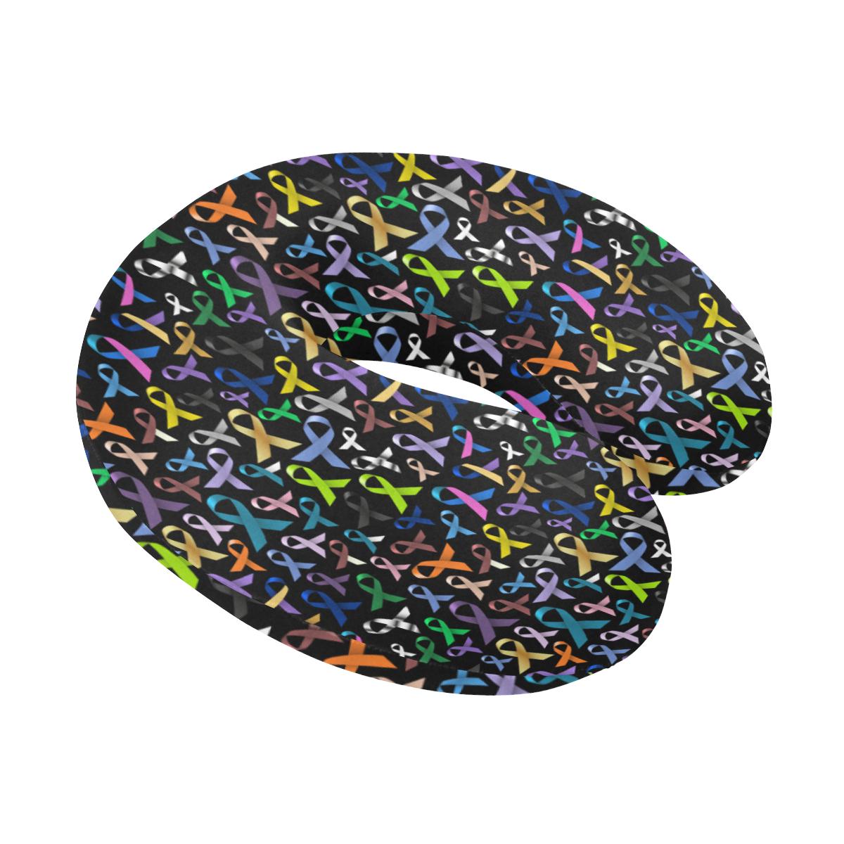 Breast Cancer Awareness Colorful Print U-Shaped Travel Neck Pillow-JTAMIGO.COM