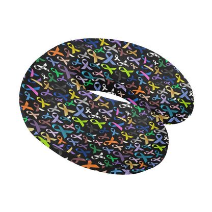 Breast Cancer Awareness Colorful Print U-Shaped Travel Neck Pillow-JTAMIGO.COM
