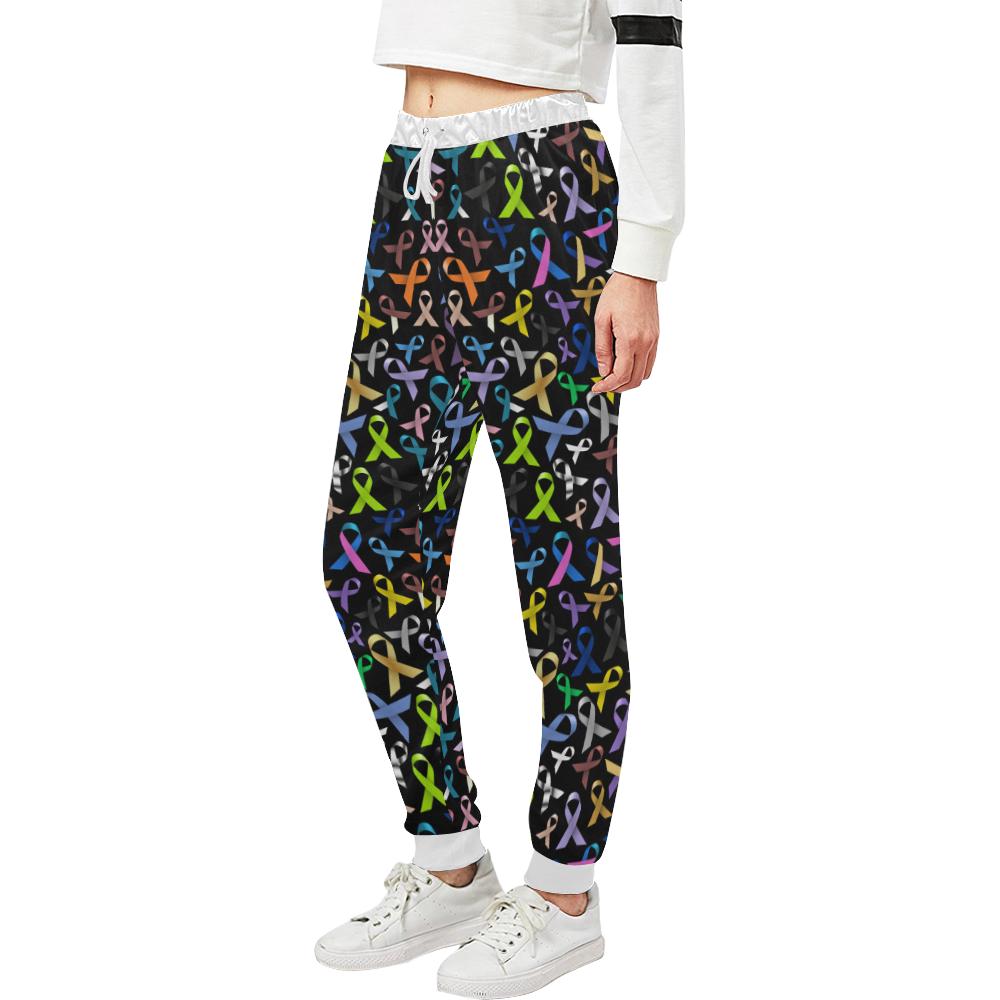 Breast Cancer Awareness Colorful Print Unisex Casual Sweatpants (Model L11)-JTAMIGO.COM