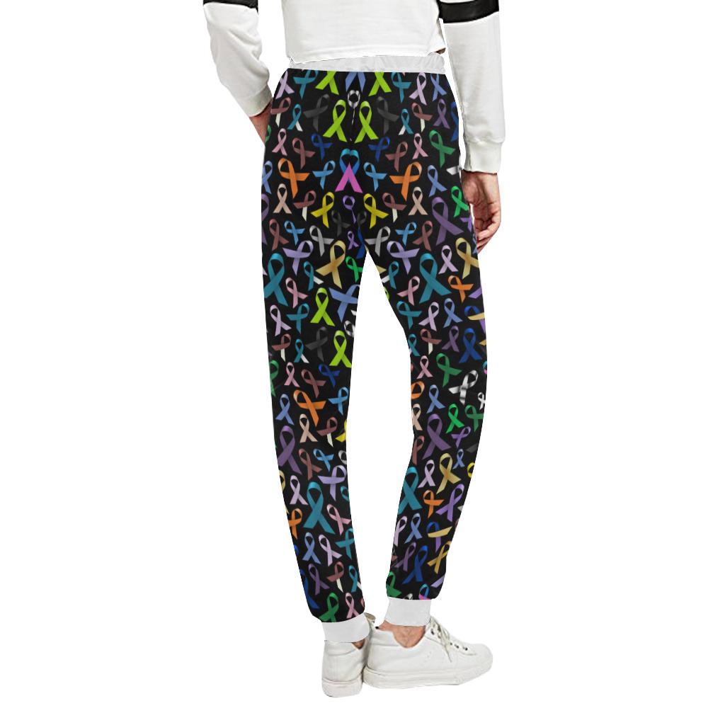 Breast Cancer Awareness Colorful Print Unisex Casual Sweatpants (Model L11)-JTAMIGO.COM
