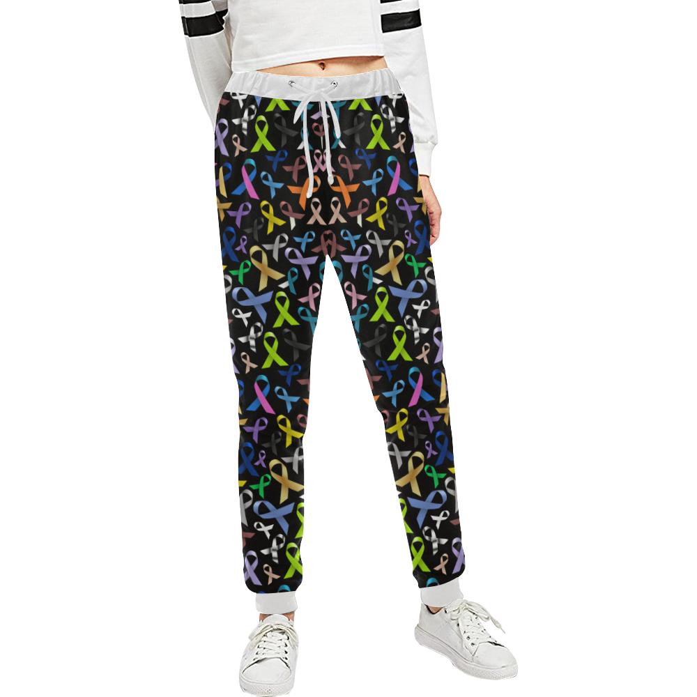 Breast Cancer Awareness Colorful Print Unisex Casual Sweatpants (Model L11)-JTAMIGO.COM