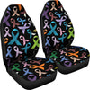 Breast Cancer Awareness Colorful Print Universal Fit Car Seat Covers