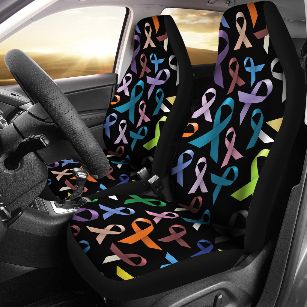 Breast Cancer Awareness Colorful Print Universal Fit Car Seat Covers