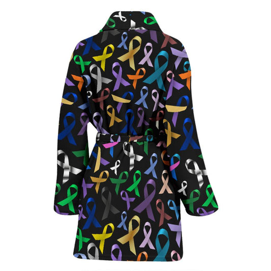 Breast Cancer Awareness Colorful Print Women Bath Robe-JTAMIGO.COM