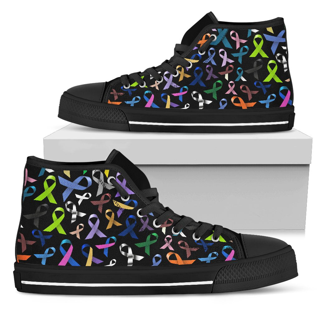 Breast Cancer Awareness Colorful Print Women High Top Shoes