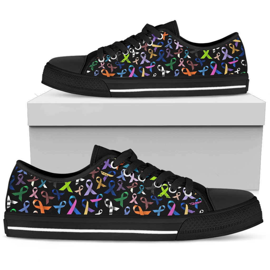 Breast Cancer Awareness Colorful Print Women Low Top Shoes