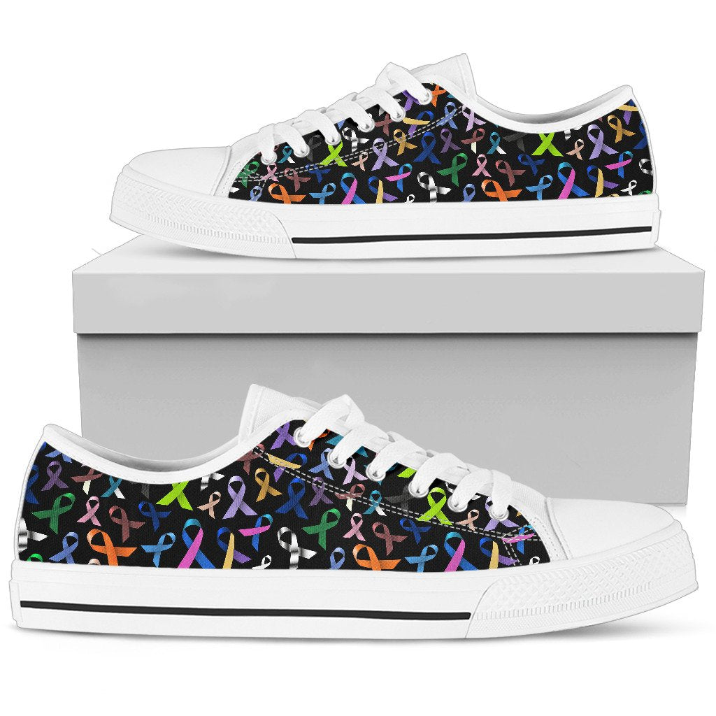 Breast Cancer Awareness Colorful Print Women Low Top Shoes
