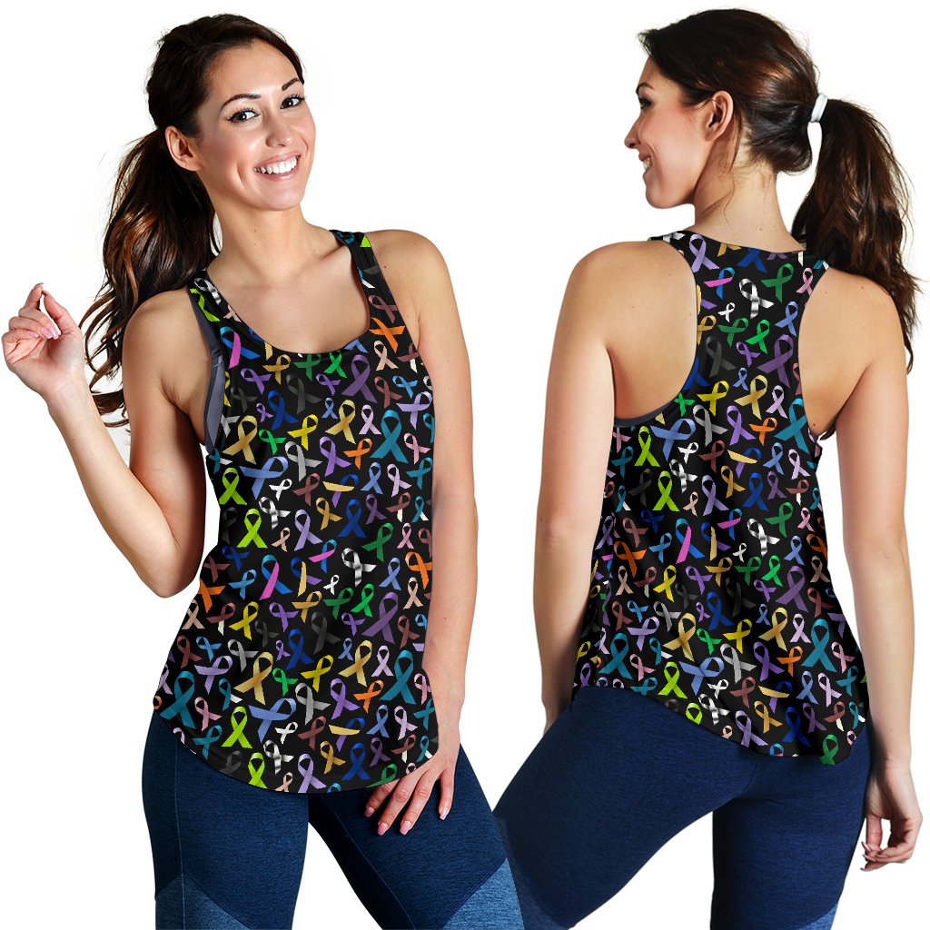 Breast Cancer Awareness Colorful Print Women Racerback Tank Top