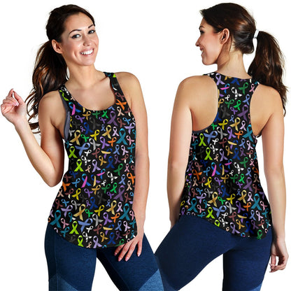 Breast Cancer Awareness Colorful Print Women Racerback Tank Top