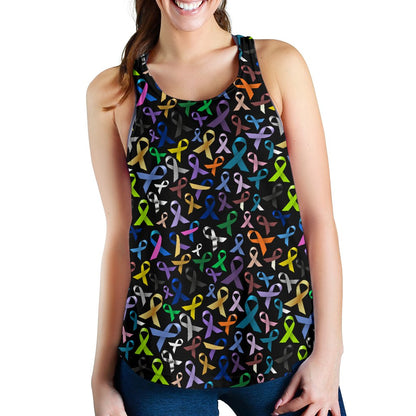 Breast Cancer Awareness Colorful Print Women Racerback Tank Top