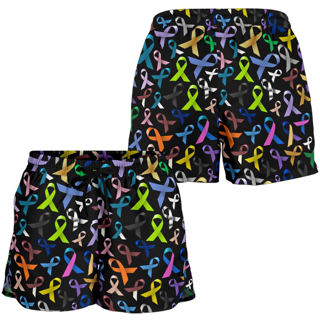 Breast Cancer Awareness Colorful Print Women Shorts-JTAMIGO.COM
