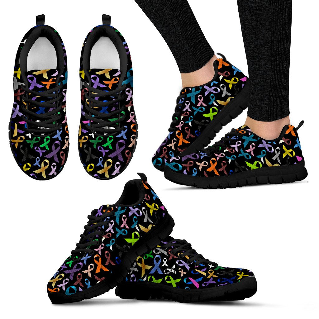 Breast Cancer Awareness Colorful Print Women Sneakers Shoes