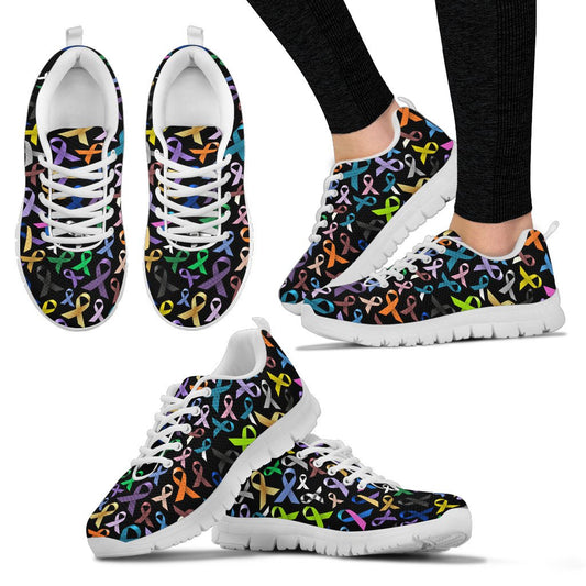 Breast Cancer Awareness Colorful Print Women Sneakers Shoes