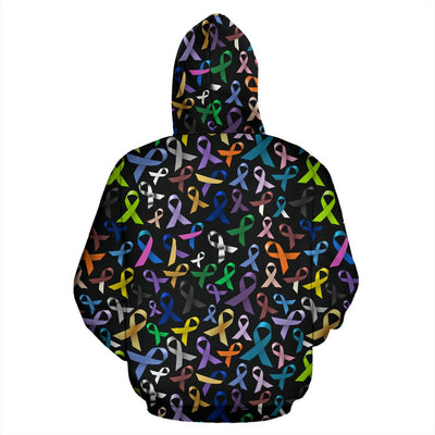 Breast Cancer Awareness Colorful Print Zip Up Hoodie