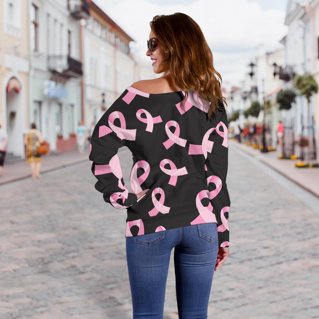 Breast Cancer Awareness Design Off Shoulder Sweatshirt