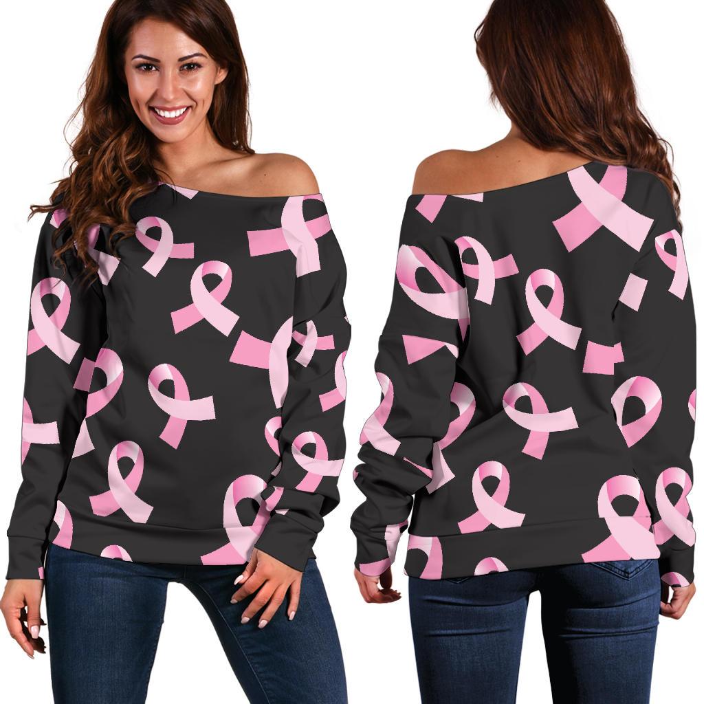 Breast Cancer Awareness Design Off Shoulder Sweatshirt
