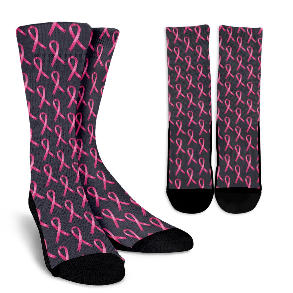 Breast Cancer Awareness Pattern Crew Socks