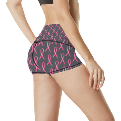 Breast Cancer Awareness Pattern High Waisted Spandex Shorts-JTAMIGO.COM