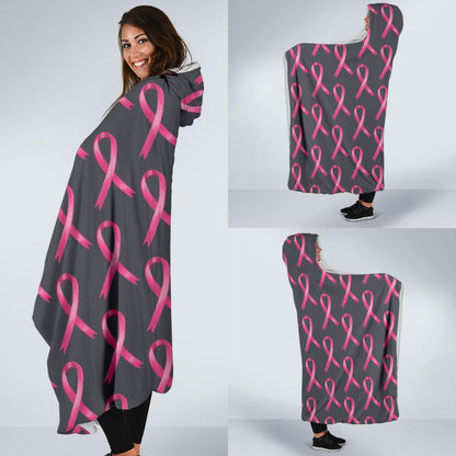Breast Cancer Awareness Pattern Hooded Blanket-JTAMIGO.COM