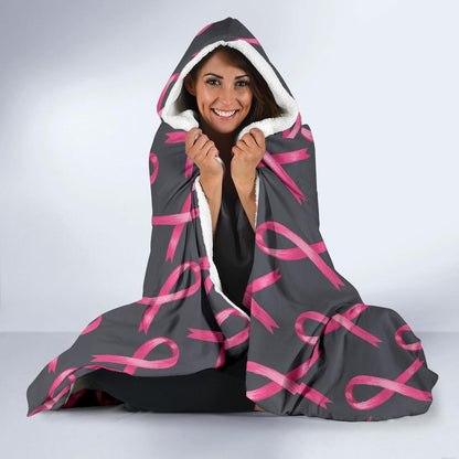 Breast Cancer Awareness Pattern Hooded Blanket-JTAMIGO.COM