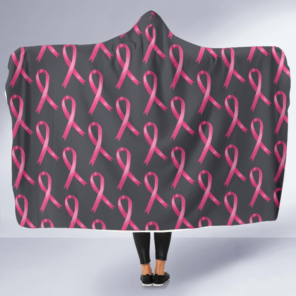 Breast Cancer Awareness Pattern Hooded Blanket-JTAMIGO.COM
