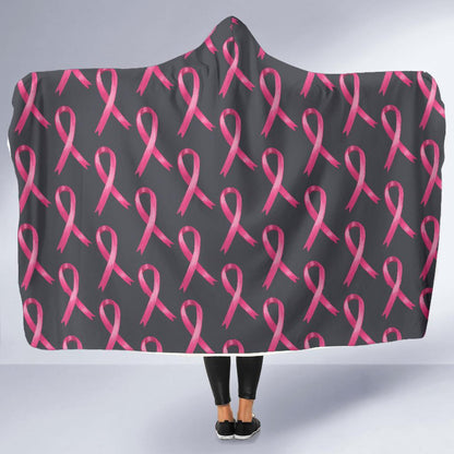 Breast Cancer Awareness Pattern Hooded Blanket-JTAMIGO.COM