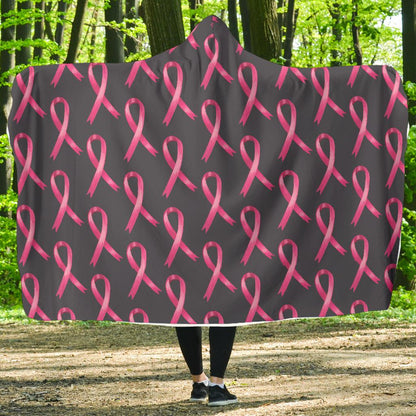 Breast Cancer Awareness Pattern Hooded Blanket-JTAMIGO.COM
