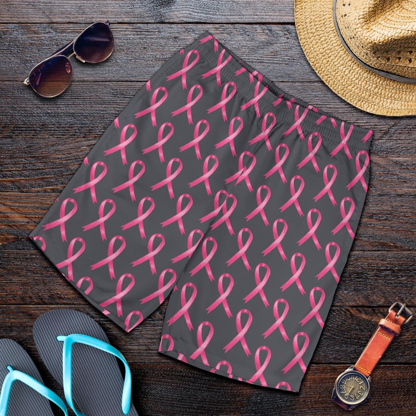 Breast Cancer Awareness Pattern Mens Shorts-JTAMIGO.COM