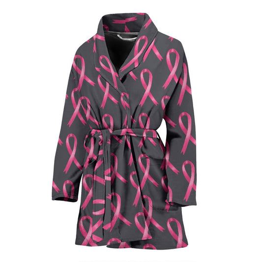 Breast Cancer Awareness Pattern Women Bath Robe-JTAMIGO.COM