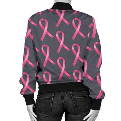 Breast Cancer Awareness Pattern Women Casual Bomber Jacket