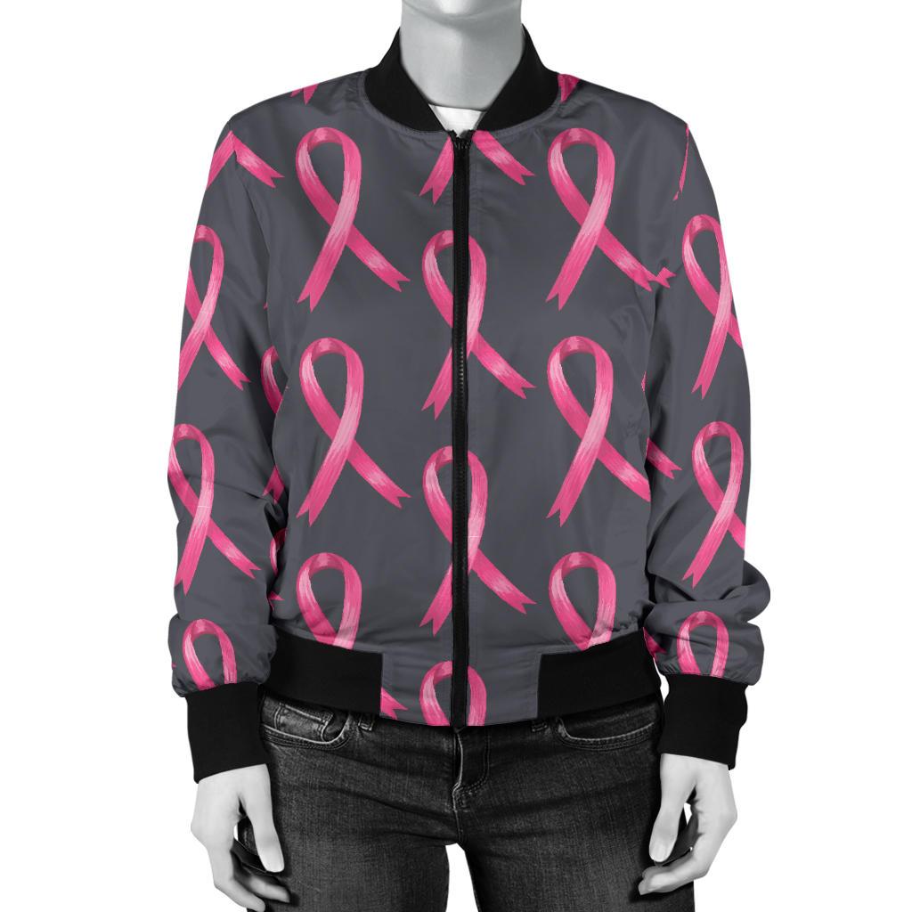 Breast Cancer Awareness Pattern Women Casual Bomber Jacket