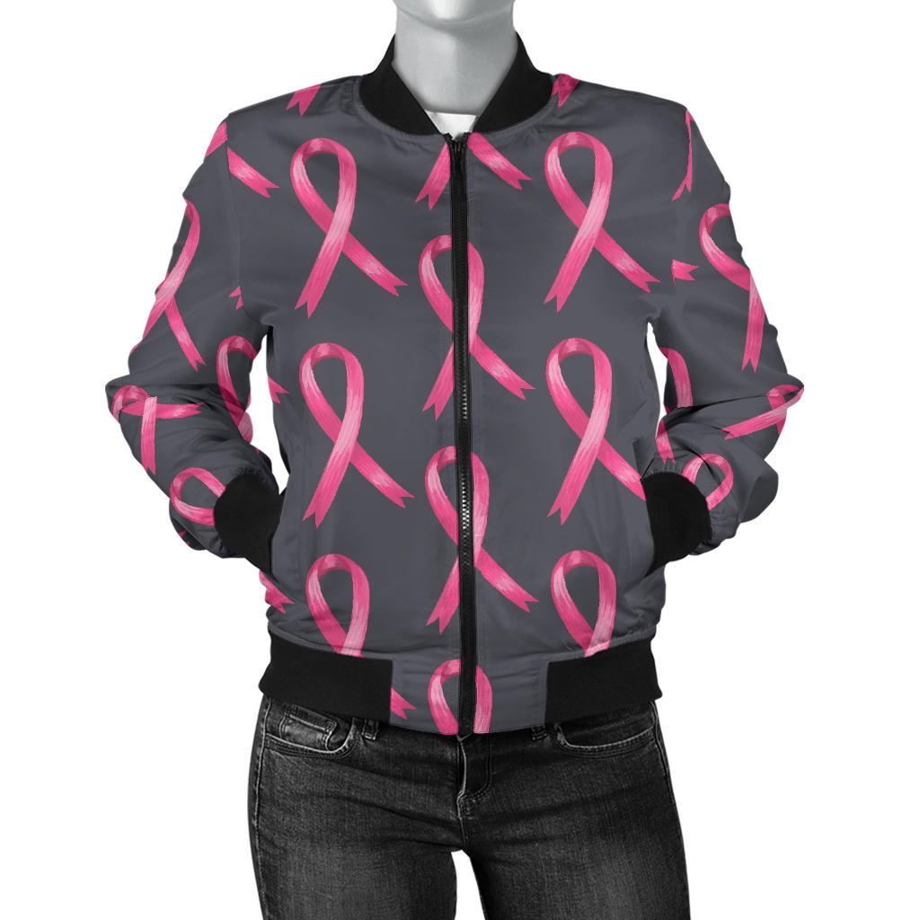 Breast Cancer Awareness Pattern Women Casual Bomber Jacket