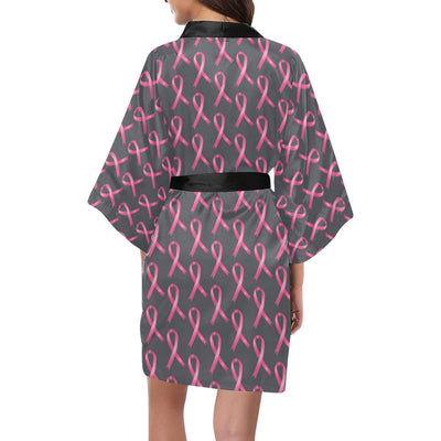 Breast Cancer Awareness Pattern Women Short Kimono Robe
