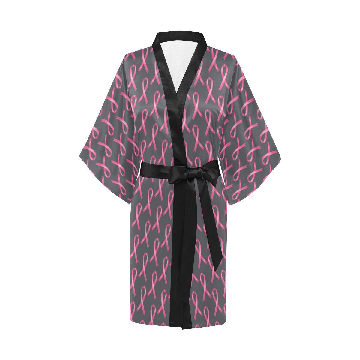 Breast Cancer Awareness Pattern Women Short Kimono Robe