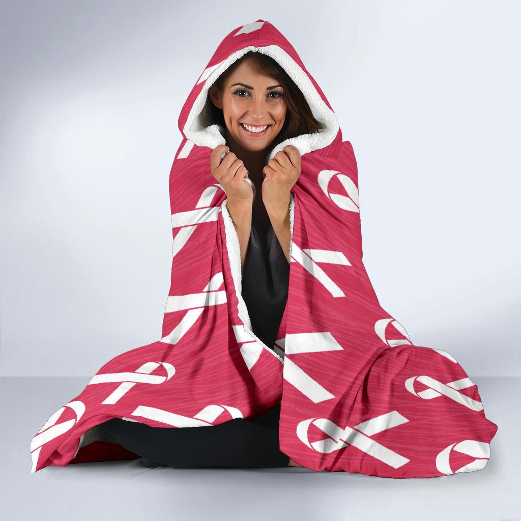 Breast Cancer Awareness Symbol Hooded Blanket-JTAMIGO.COM