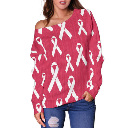 Breast Cancer Awareness Symbol Off Shoulder Sweatshirt