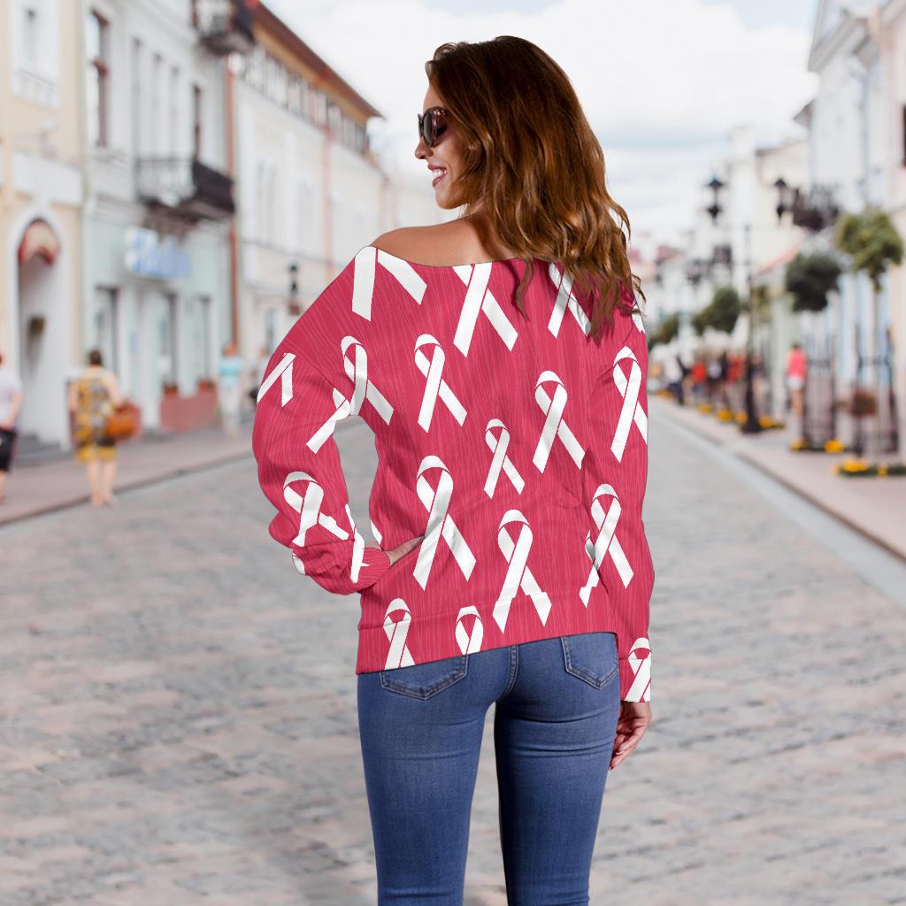 Breast Cancer Awareness Symbol Off Shoulder Sweatshirt