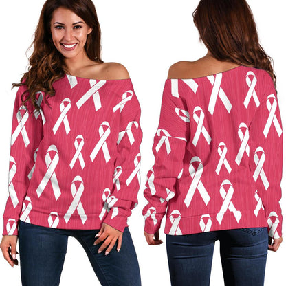 Breast Cancer Awareness Symbol Off Shoulder Sweatshirt