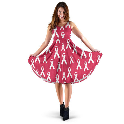 Breast Cancer Awareness Symbol Sleeveless Dress