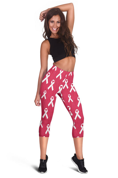 Breast Cancer Awareness Symbol Women Capris