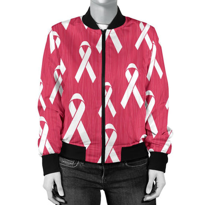 Breast Cancer Awareness Symbol Women Casual Bomber Jacket