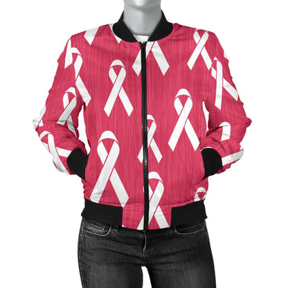 Breast Cancer Awareness Symbol Women Casual Bomber Jacket