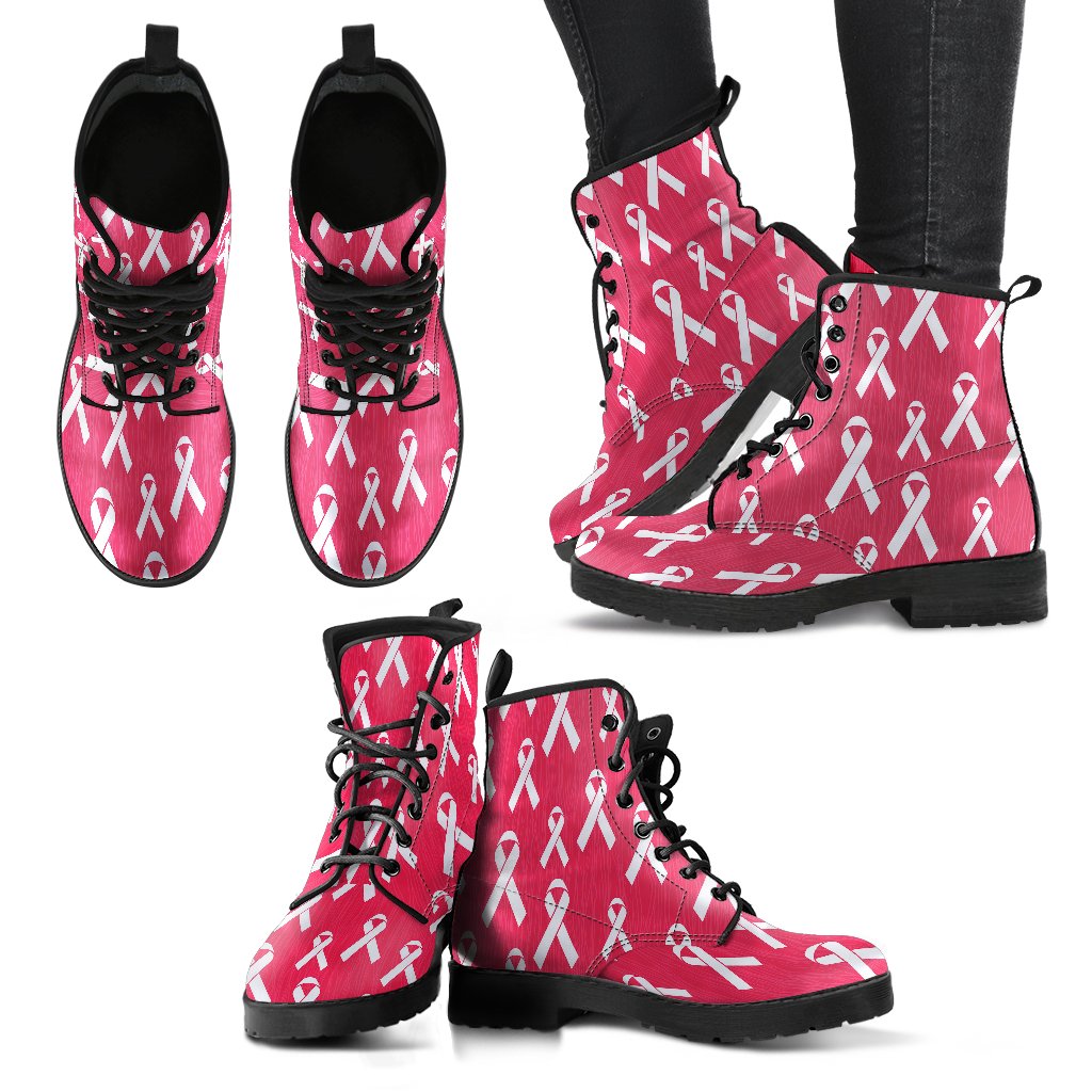 Breast Cancer Awareness Symbol Women Leather Boots-JTAMIGO.COM