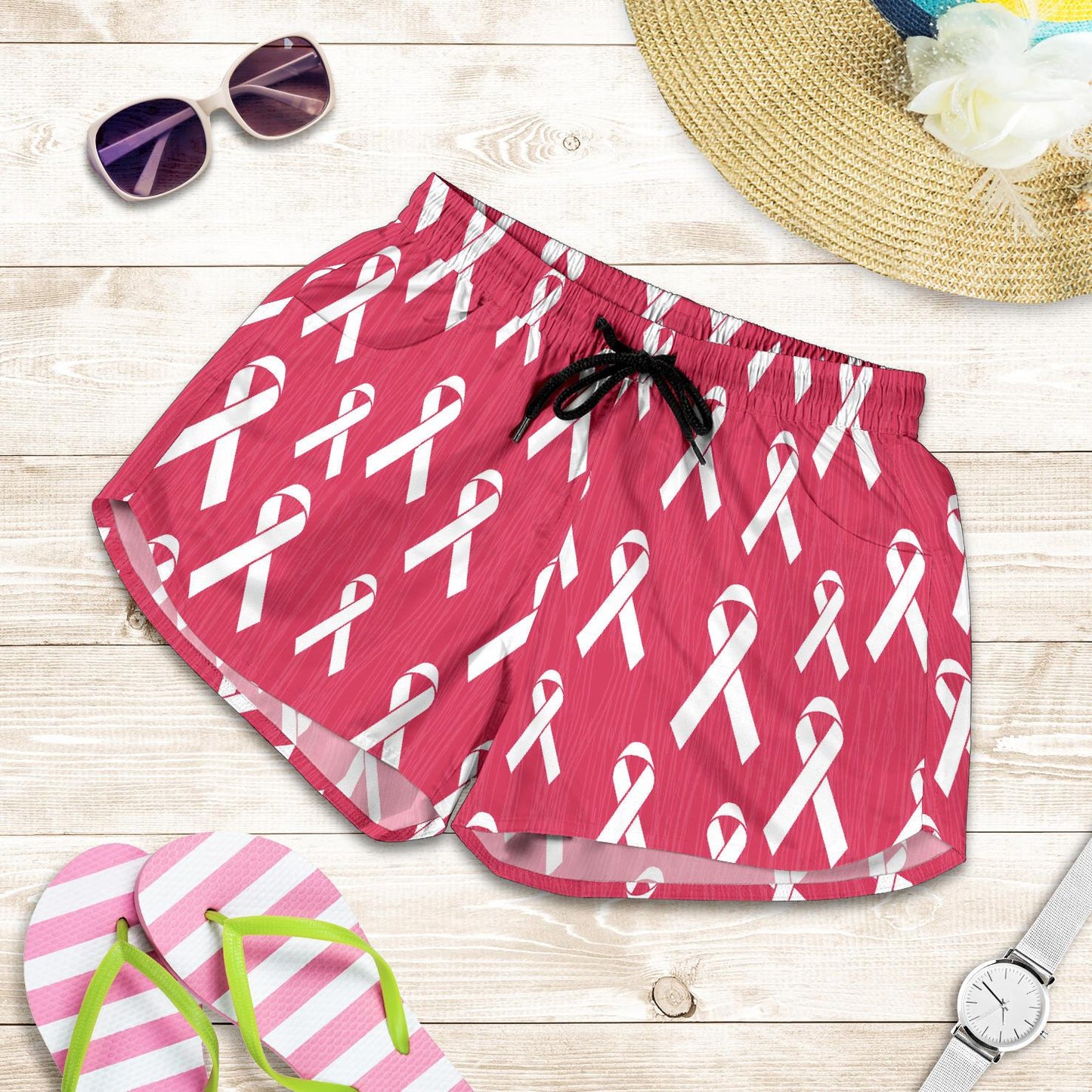 Breast Cancer Awareness Symbol Women Shorts-JTAMIGO.COM