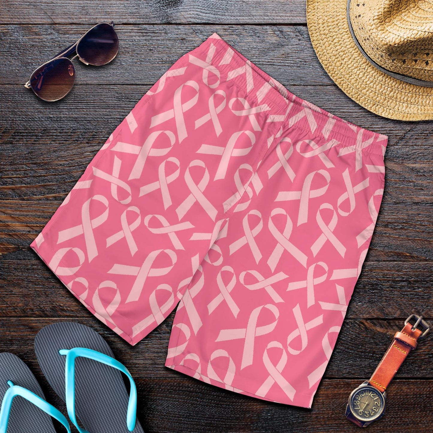 Breast Cancer Awareness Themed Mens Shorts-JTAMIGO.COM