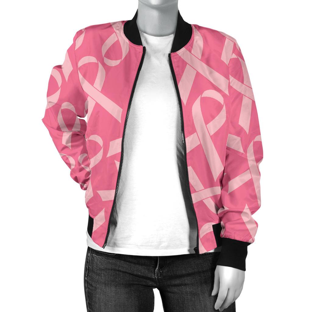 Breast Cancer Awareness Themed Women Casual Bomber Jacket